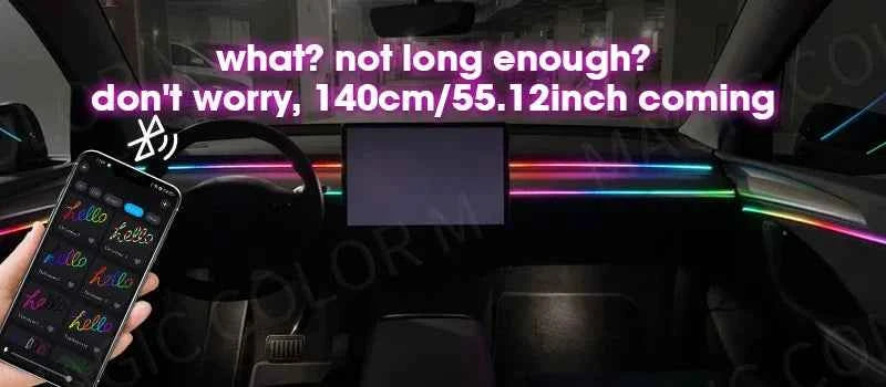 Vgettiing Car Ambient Lights Universal USB LED Symphony RGB Atmosphere Lamp Acrylic APP Control Remote for Tesla Model 3 Y S X