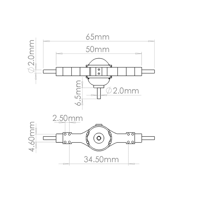 New  1/2/3Pcs 1/32 RC Car Front Middle Rear Bridge Modified Axle Parts DIY Part Metal Gear Accessories