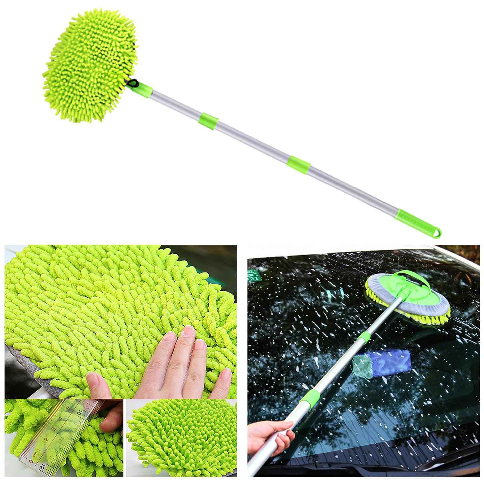 Car Washing Mop Kit with Long Handle Microfiber Car Cleaning Brush Kit Telescoping Car Washing Brush Mop Kit Scratch Free