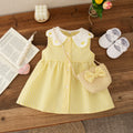 (0-3 Year Old Checkered Baby Girl Dress) Summer New Sweet White Petal Collar Children'S Sleeveless Clothes Free Package
