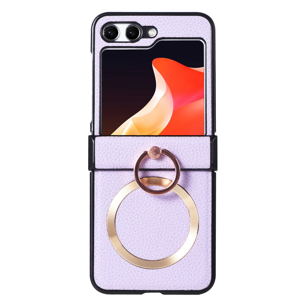 Grain Of Cloth Diamond Ring Magnetic Stand Case for Samsung Galaxy Z Flip 3 4 5 6 7 - Stylish & Functional Protection