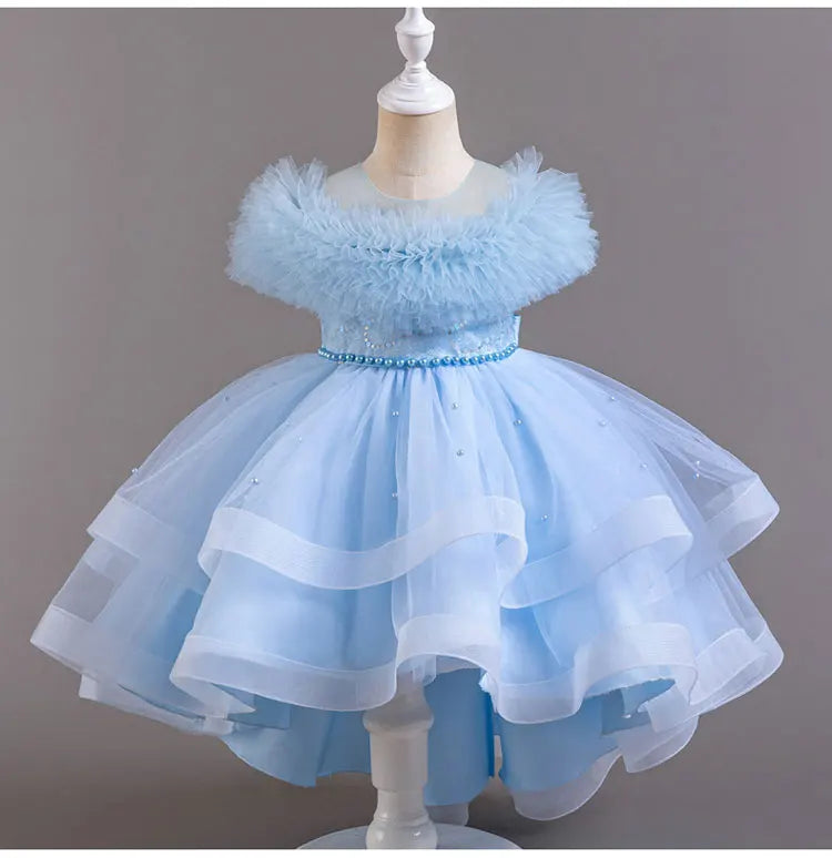 GlamourKids Elegant Lace Mesh Sleeveless Evening Gown for Girls 3-12 - Perfect for Summer Parties