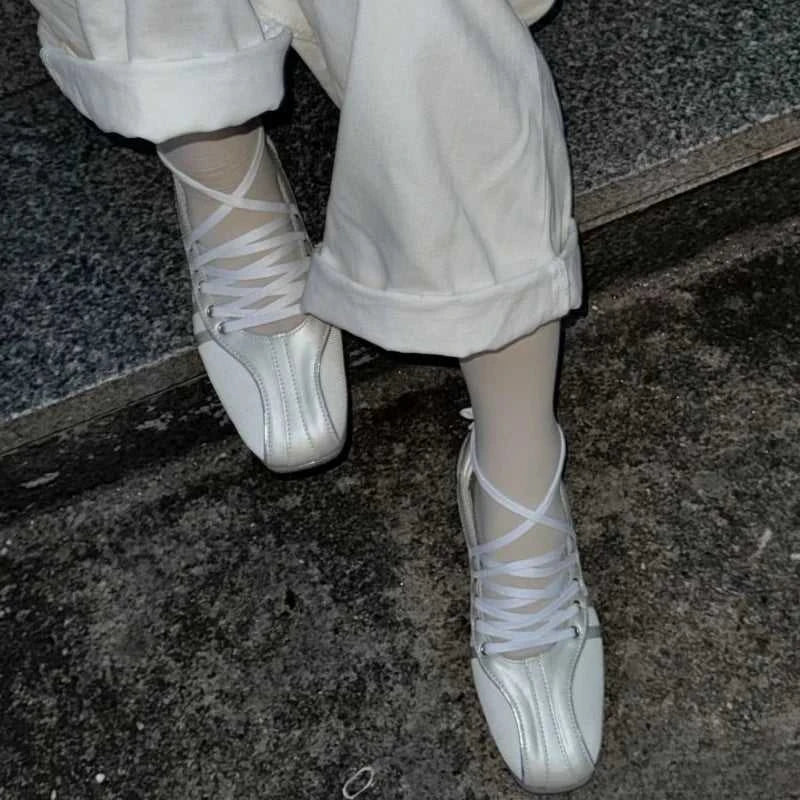 Women's ballet flats Fashion Korean ballet style lace-up retro casual shoes Comfortable lightweight ballet sneakers The jack market .AU The jack market .AU Step Up Your Style: Trendy Shoes for Every Occasion! $ 110 14:173#silver;200000124:200000364