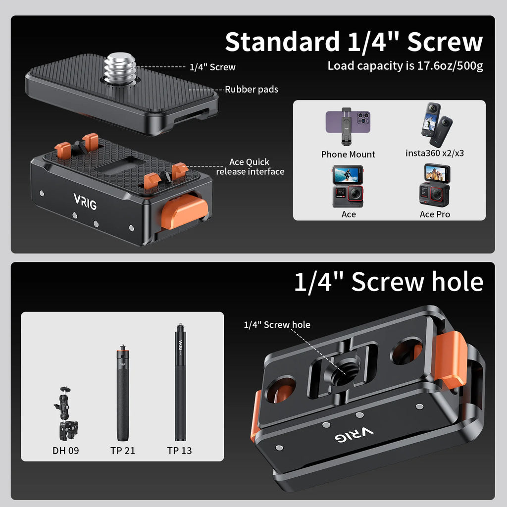 for Insta 360 Ace / Ace Pro / Ace Pro 2 Sports Camera Aluminum Quick Release Mount Magnetic Adapter Mount Accessories