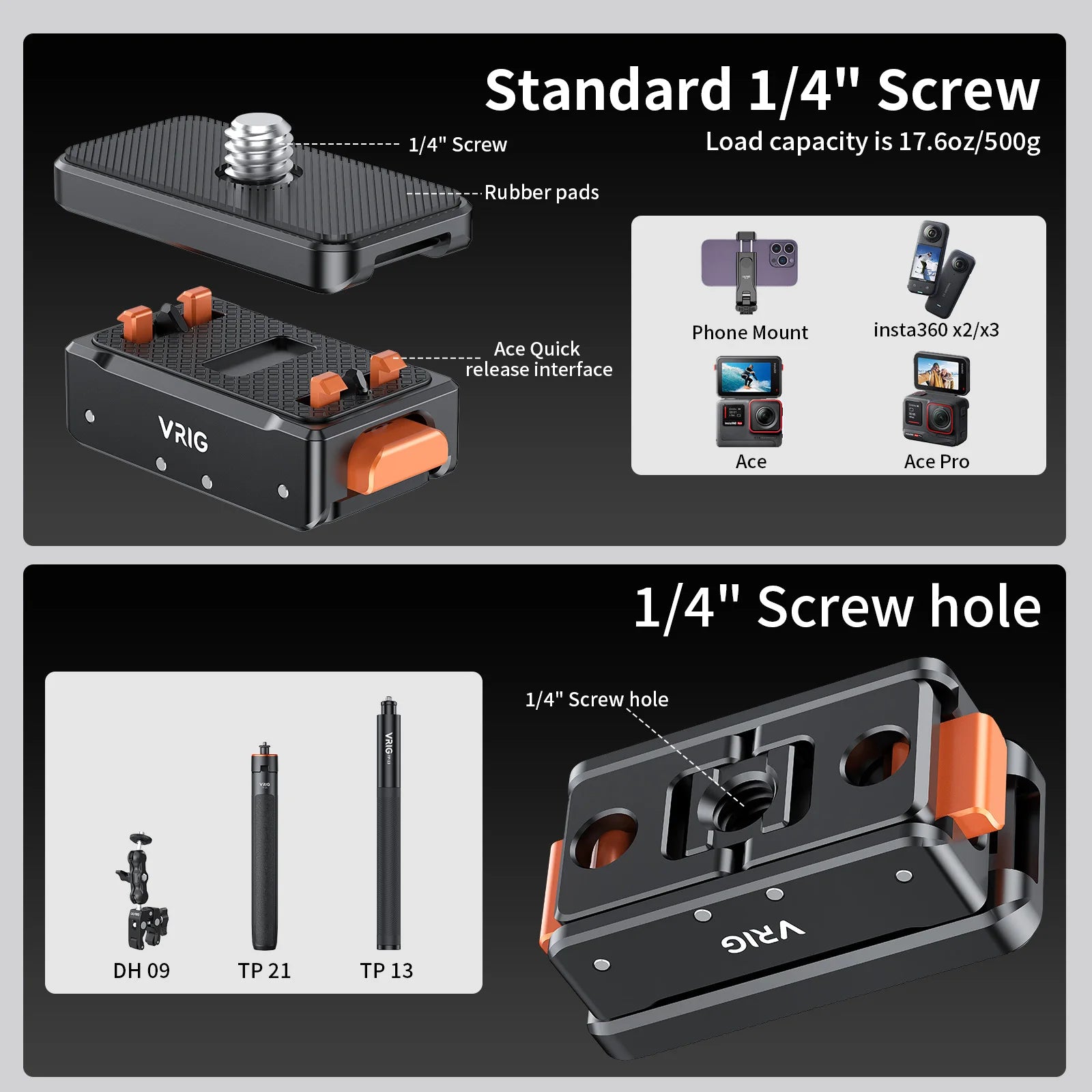 for Insta 360 Ace / Ace Pro / Ace Pro 2 Sports Camera Aluminum Quick Release Mount Magnetic Adapter Mount Accessories