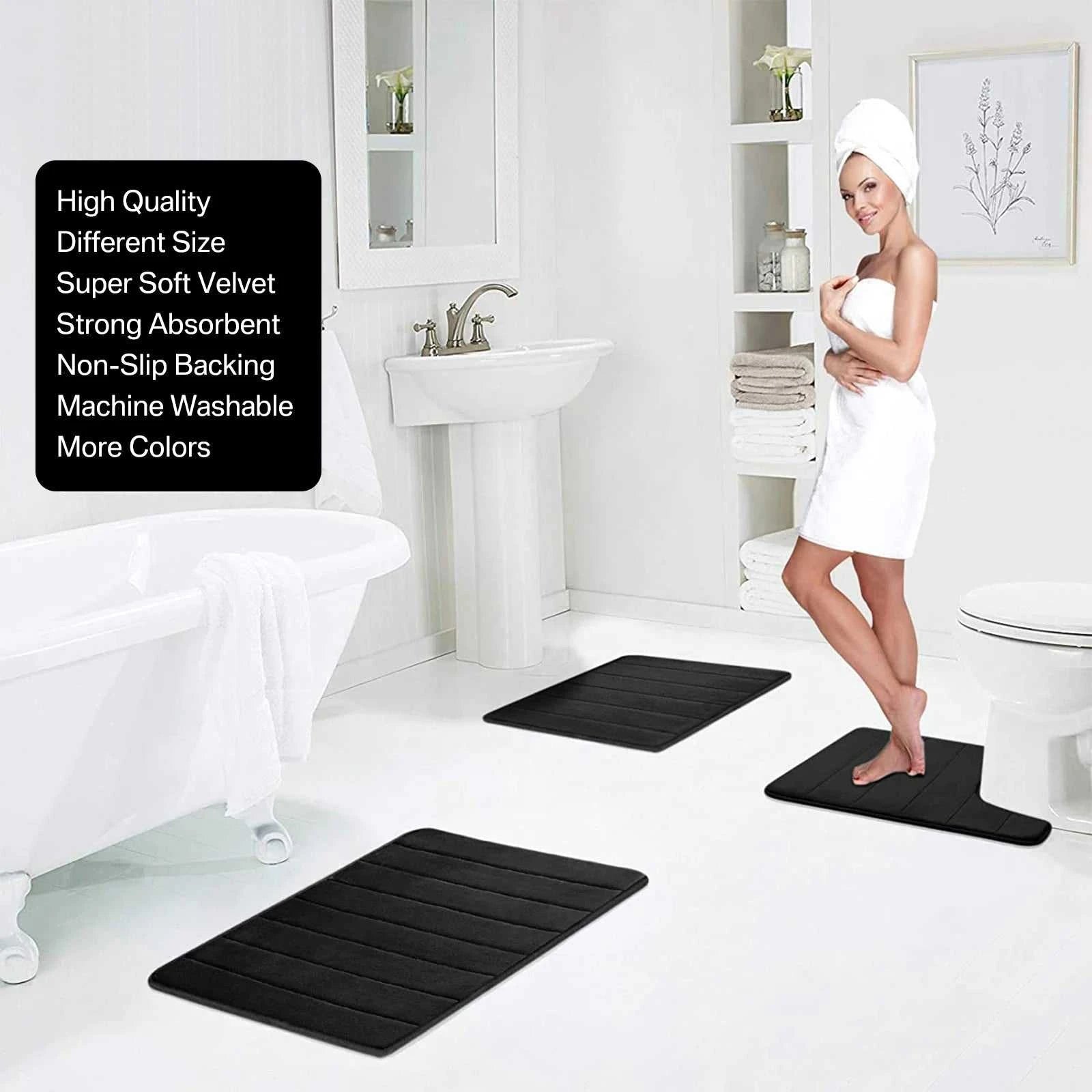 1/2/3Pieces Memory Foam Bathroom Mat Set Non-slip Bath Mat Super Absorbent Water Bathroom Floor Mat Machine Washable Toilet Rug The jack market .AU The jack market .AU $ 28 14:366#Navy;183:200007741#B 50x80CM