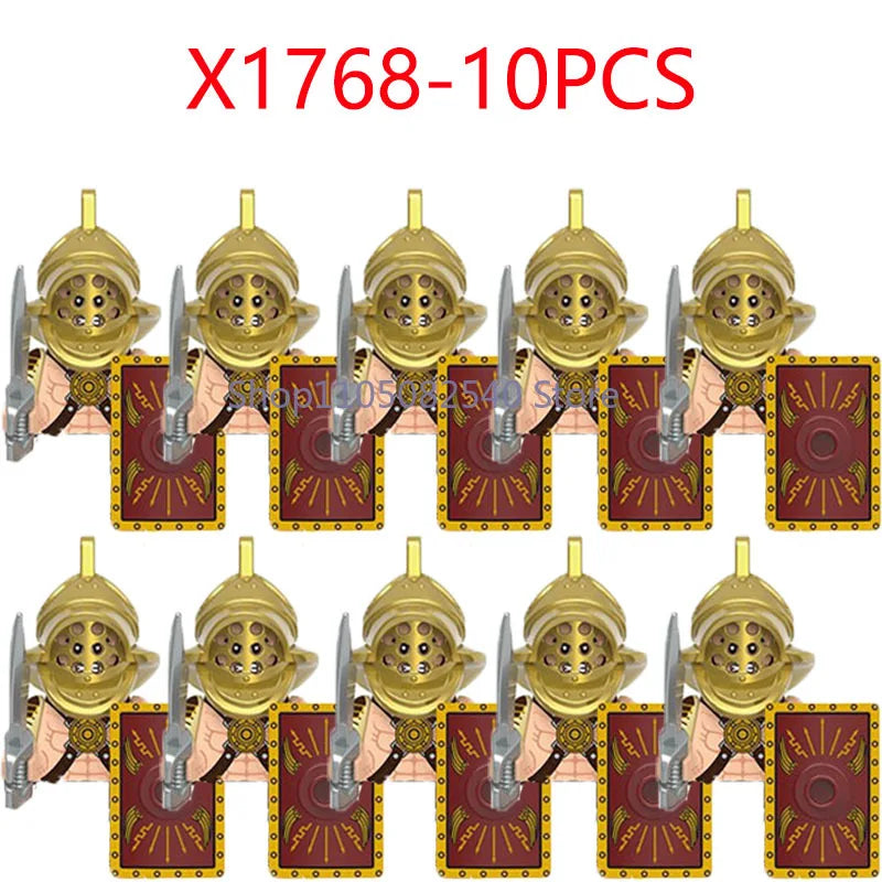 MOC Military Soldier Movie Character Building Blocks Accessories Medieval Castle Knight Helmet Shield Mini Brick Gift Toy E008