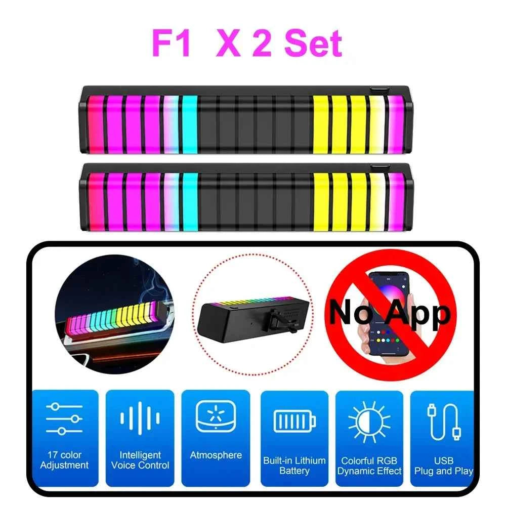 Car Music Rhythm Lamp Air Freshener RGB LED Strip Sound Control Voice Rhythm Atmosphere Light  256 Colors Option App Control