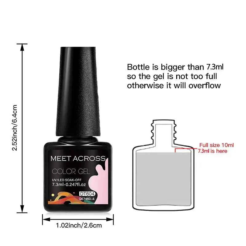 MEET ACROSS 7.3ml Gel Nail Polish Vernis Summer Simple Green Series UV Gel Nail Varnish Semi Permanent Nail Art Manicure