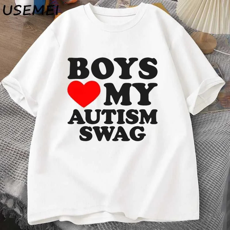 Girls Boys Love My Autism Swag T Shirt Women Men Funny Autistic Girls Awareness Idea T-Shirt Couple Lover Short Sleeve Tees The jack market .AU The jack market .AU Men Fashion $ 30 14:193;5:100014064