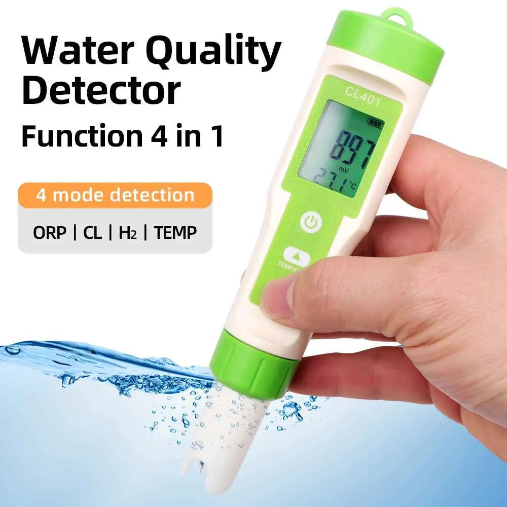 Multifunctional Chlorine Testing Pen 2/3/4/5 in 1 Water Quality Tester CL2 TEMP pH H2 ORP Measuring For Aquarium Swimming Pool