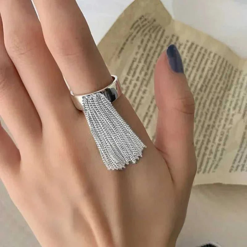 Vintage Stainless Steel Tassel Chain Ring for Women Trendy Elegant Charm Creative Unique Design Personality Ring Party Jewelry The jack market .AU The jack market .AU Jewellery & Chains $ 51 200000783:350853