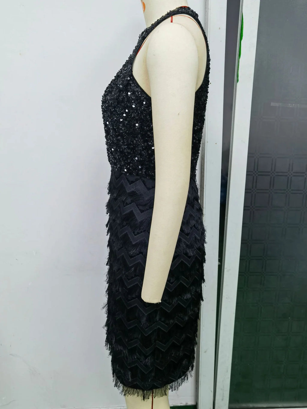 Glamour Muse Sequin Mini Dress - Backless, Shiny Tassel Bodycon for Summer Parties & Prom