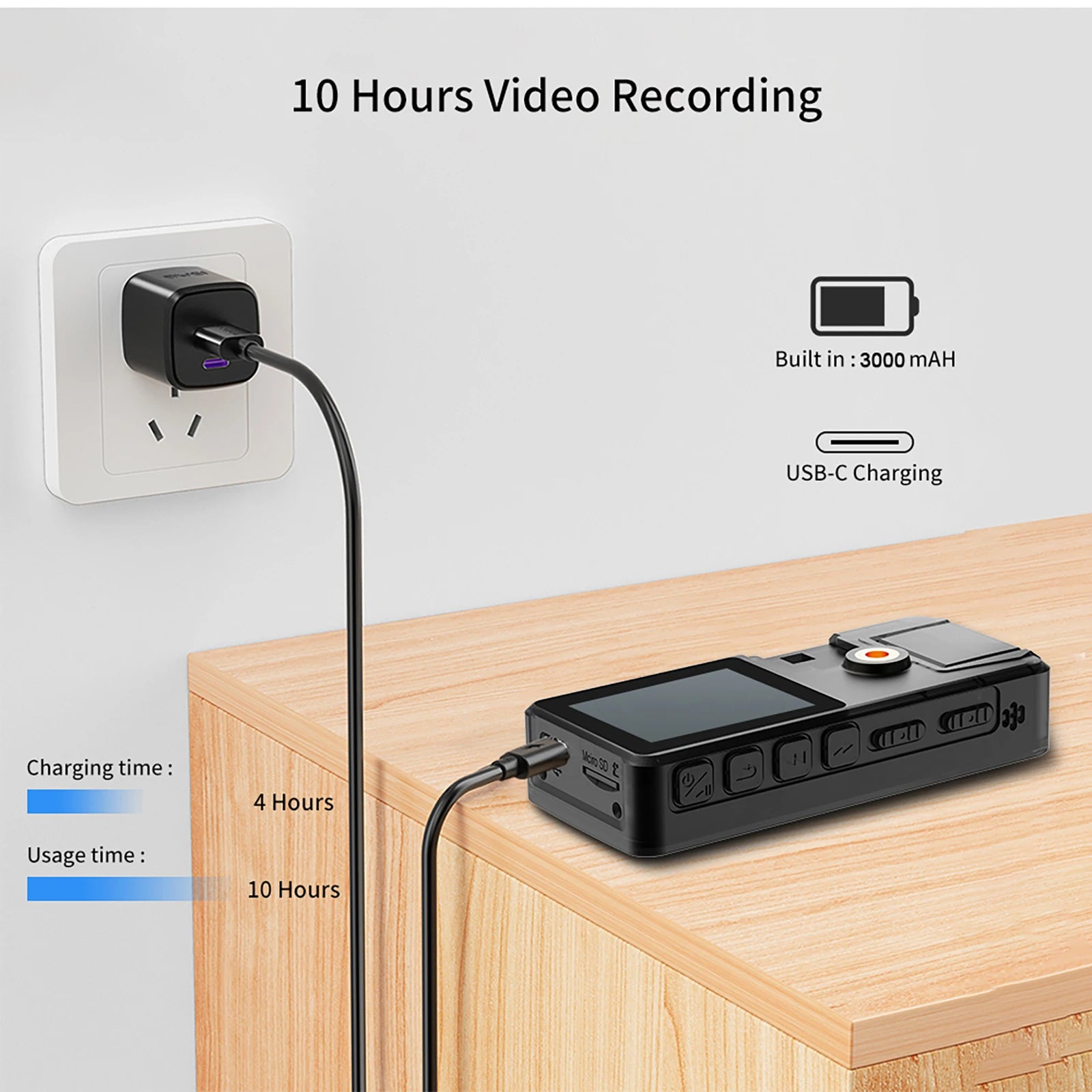 Vandlion A39 Portable Mini Mounted Camera Full 1080P HD Night Vision 3000mAh Long Battery Life Small Camcorders for Riding