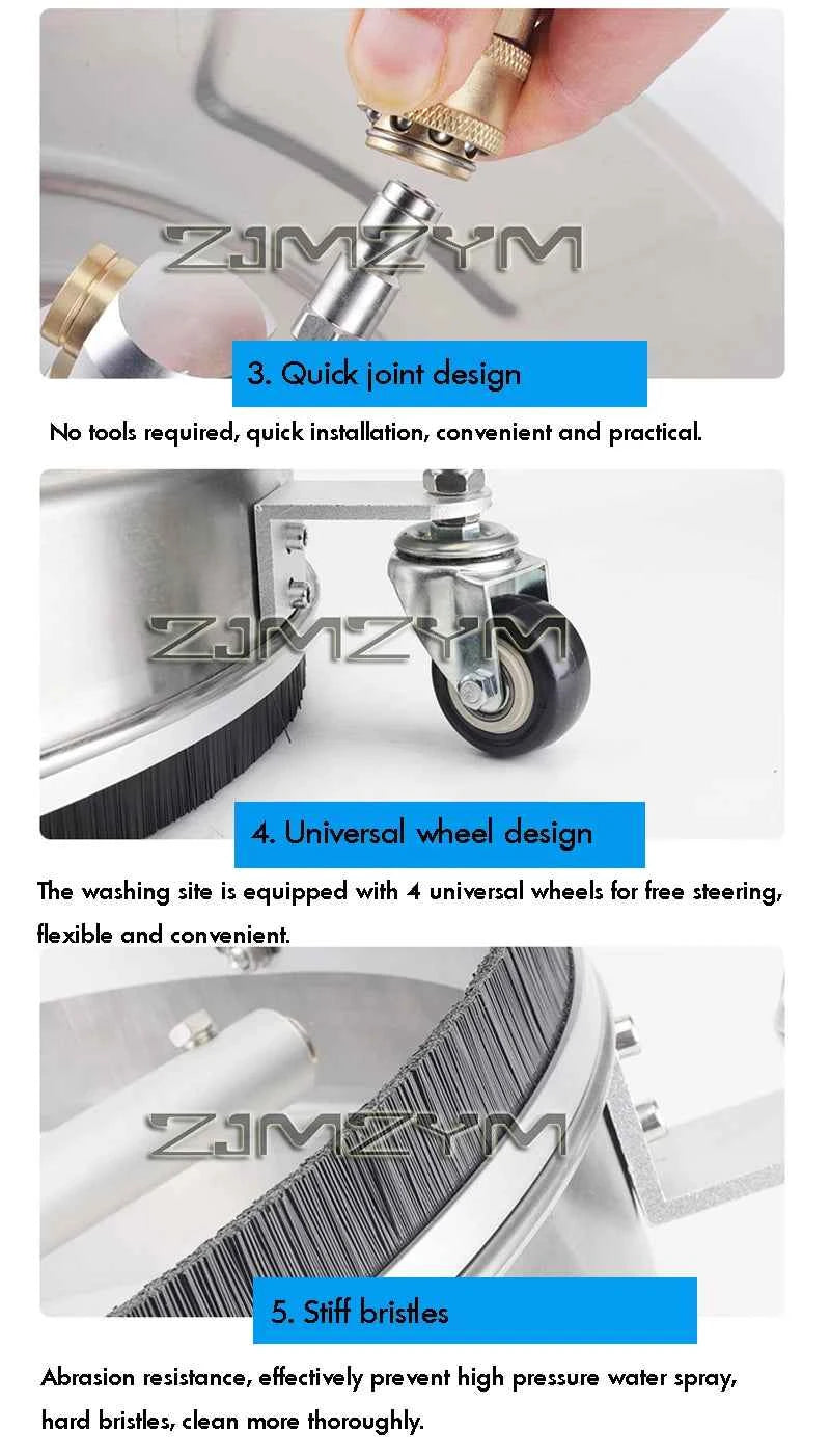 4000psi 13inch High Pressure Floor/Raod Washer Stainless Steel Washing Machine Patio Cleaner 1/4 With 4 Wheels
