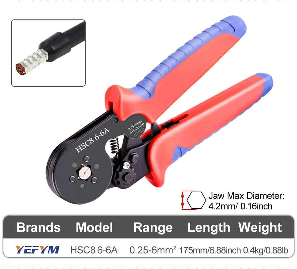 HSC8 Crimping Pliers - Versatile Wire Crimper for Ferrule Sleeves & Tubular Terminals