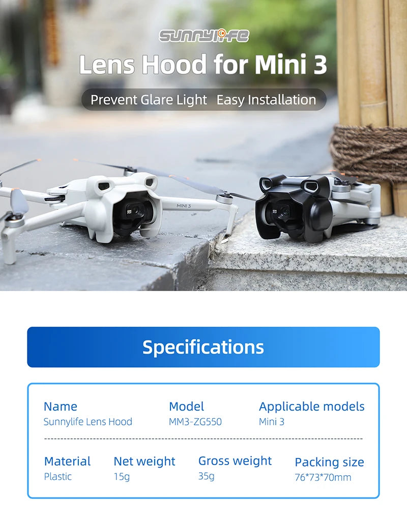 Mini 3 Drone Lens Cap Sunshade Protective Cover Gimbal Camera Lens Hood For DJI Mini 3 Accessories