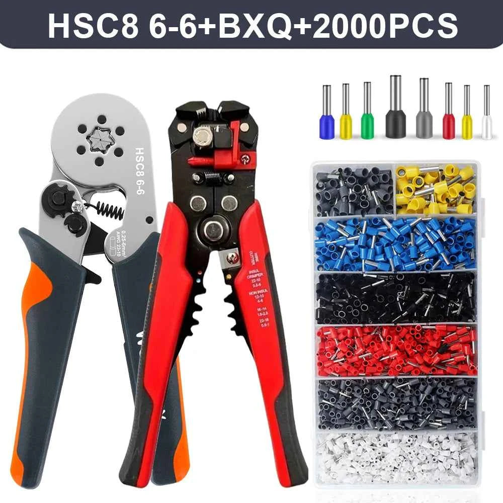 Wire Stripper Ferrule Crimping Tool HSC8 6-4/6-6 Electrical Crimper Plier For Wire End Crimp Tube Terminals Electrical Circuit