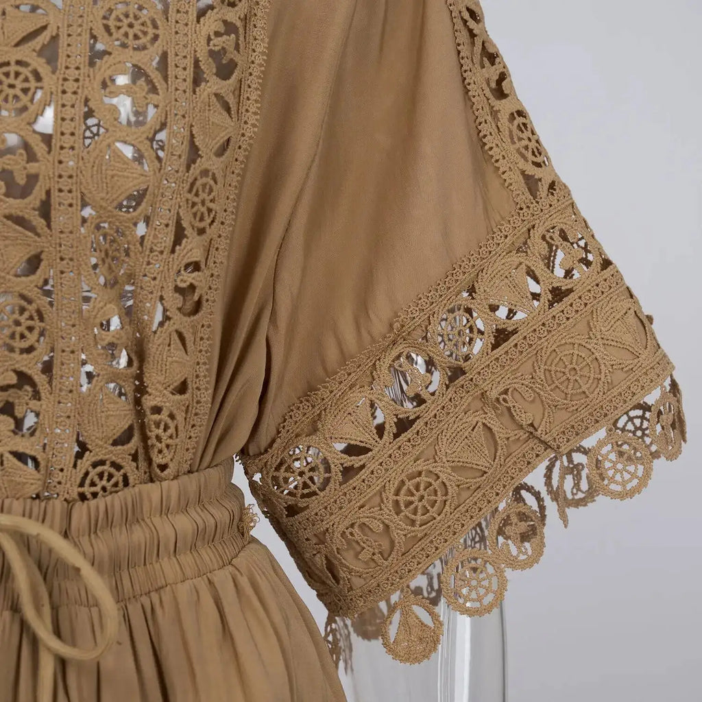 Quality Loose Hollow Out Dress Two Piece Set Women's Shirt Short Skirt Set Embroidered Lace Crop Tops Pleated Skirts Suits 2pcs