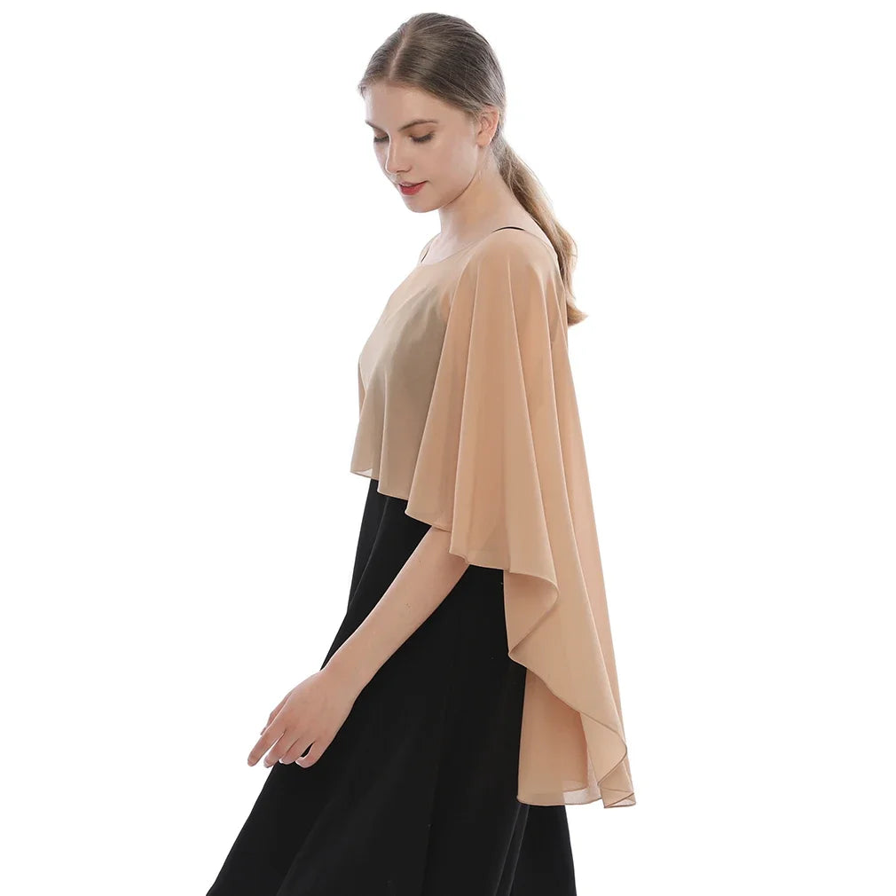 Women Chiffon Capes Shawl Ladies Evening Wedding Party Capes Shrug Ladies Bridal Lightweight Long Shawl and Wraps Dress Cover Up