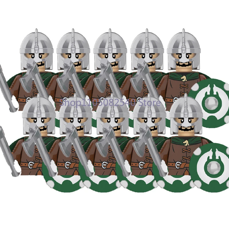MOC Military Soldier Movie Character Building Blocks Accessories Medieval Castle Knight Helmet Shield Mini Brick Gift Toy E008