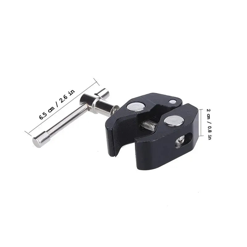 Magic Arm Clip Ballhead Clamp Double Ball Adapter Shoe Mount Adapter Tripod Monopod Clip for Monitor Led Light 1/4" Camera