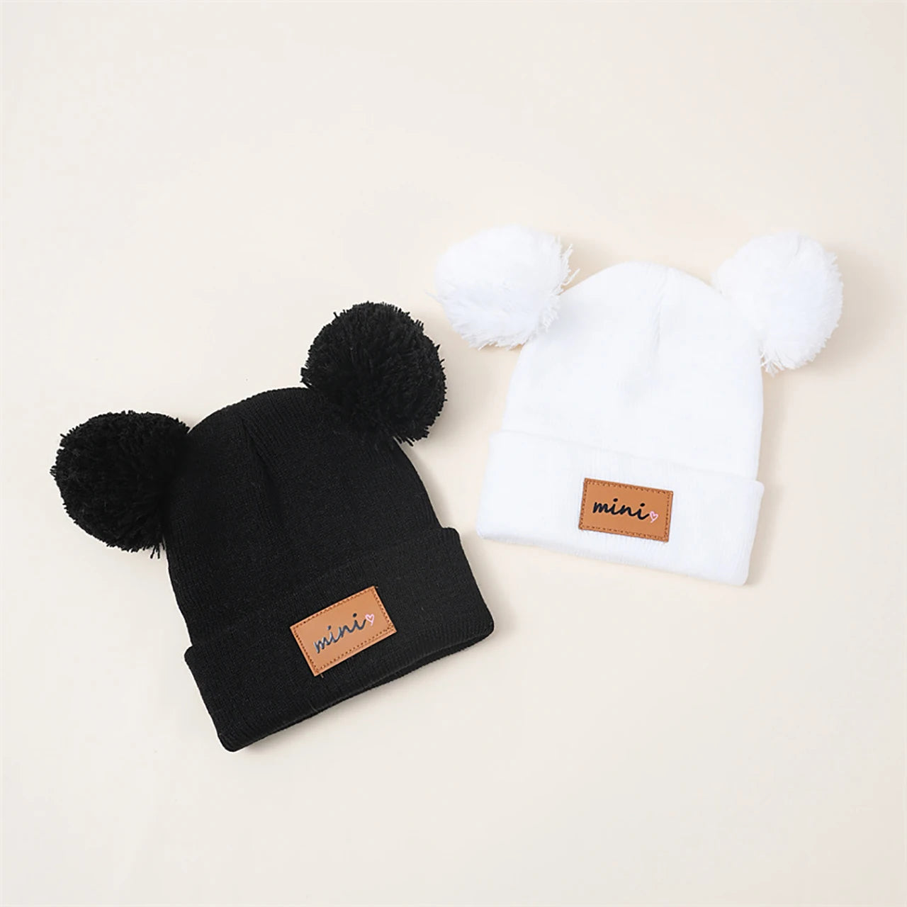 Cute Double Pompom Baby Hat Winter Warm Knitted Hat For Boys Girls Solid Color Soft Infant Toddler Cap Beanies