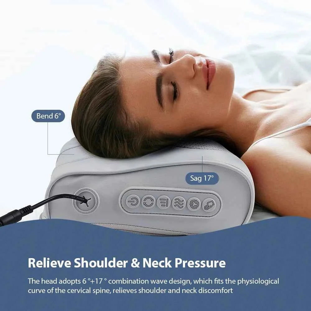 RelaxPro Electric Neck & Shoulder Massage Pillow - Soothing Kneading Relief for Back & Cervical Comfort