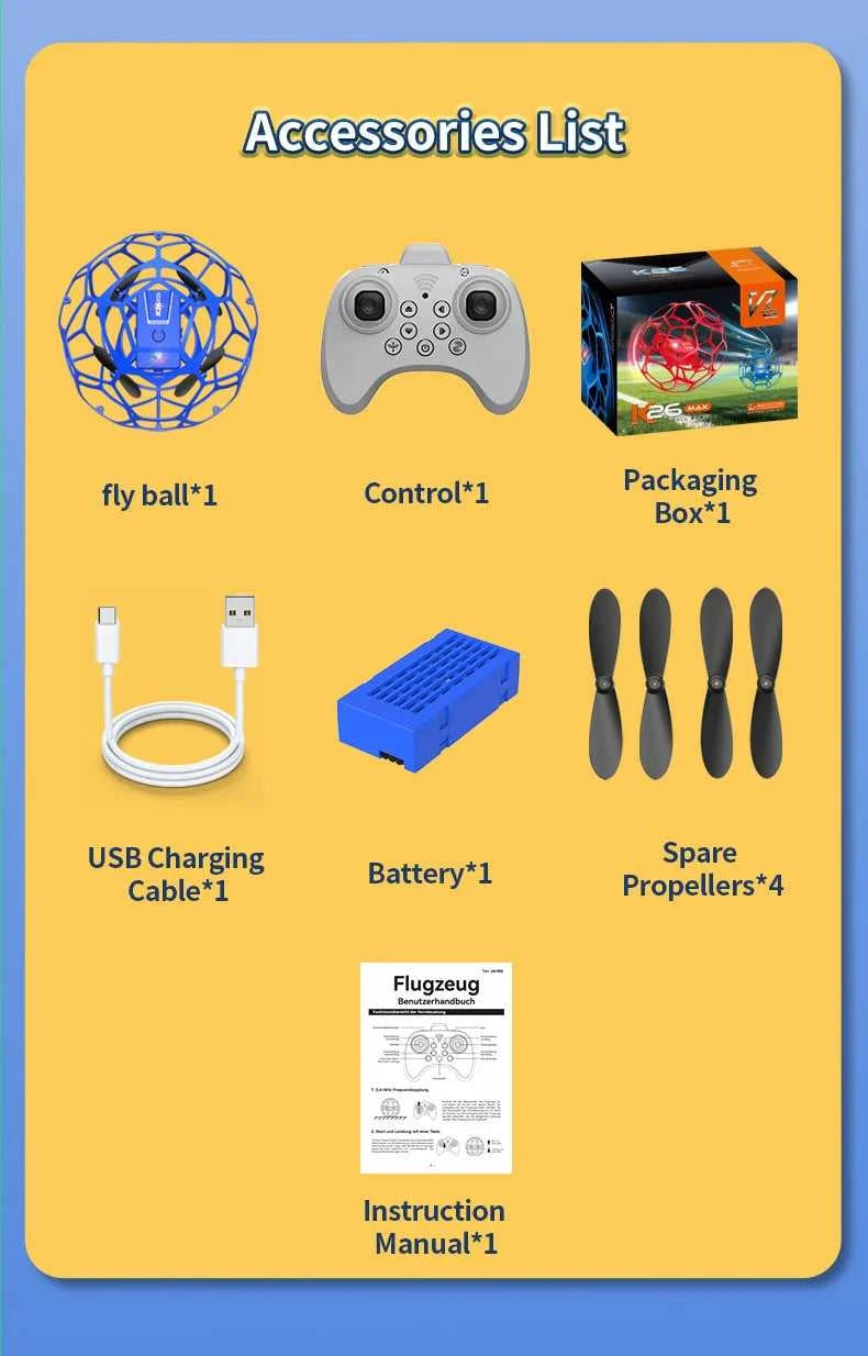 K26 2026 New Aerial Football Drone 360 ° All Inclusive Anti Fall Hand Thrown and Easy To Use Three Speed Variable Speed The jack market .AU The jack market .AU Drones $ 72 14:10#K26-Red