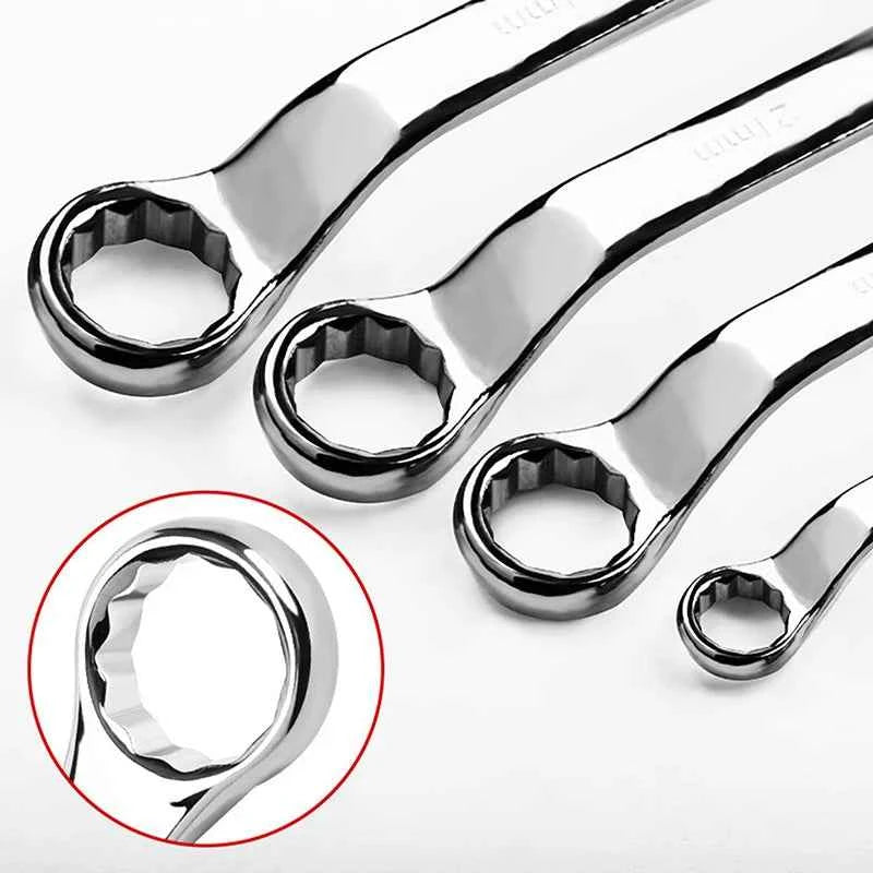 Multifunctional Double-ended Offset Ring Spanner - Heat Treated Hardened Box End Wrench for Auto Repair