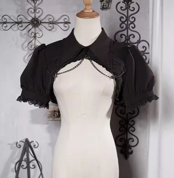Gothic Lolita JSK Dress with Bow & Spaghetti Straps - Chic Mini Dress & Waistcoat Set for Sweet Style