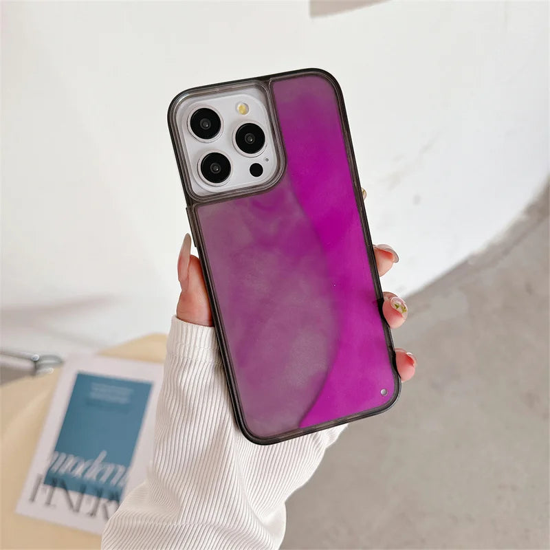 Luminous Quicksand Case for iPhone 15/16/17 Pro Max - Glow-in-the-Dark Luxury Shell with Shiny Sparkles