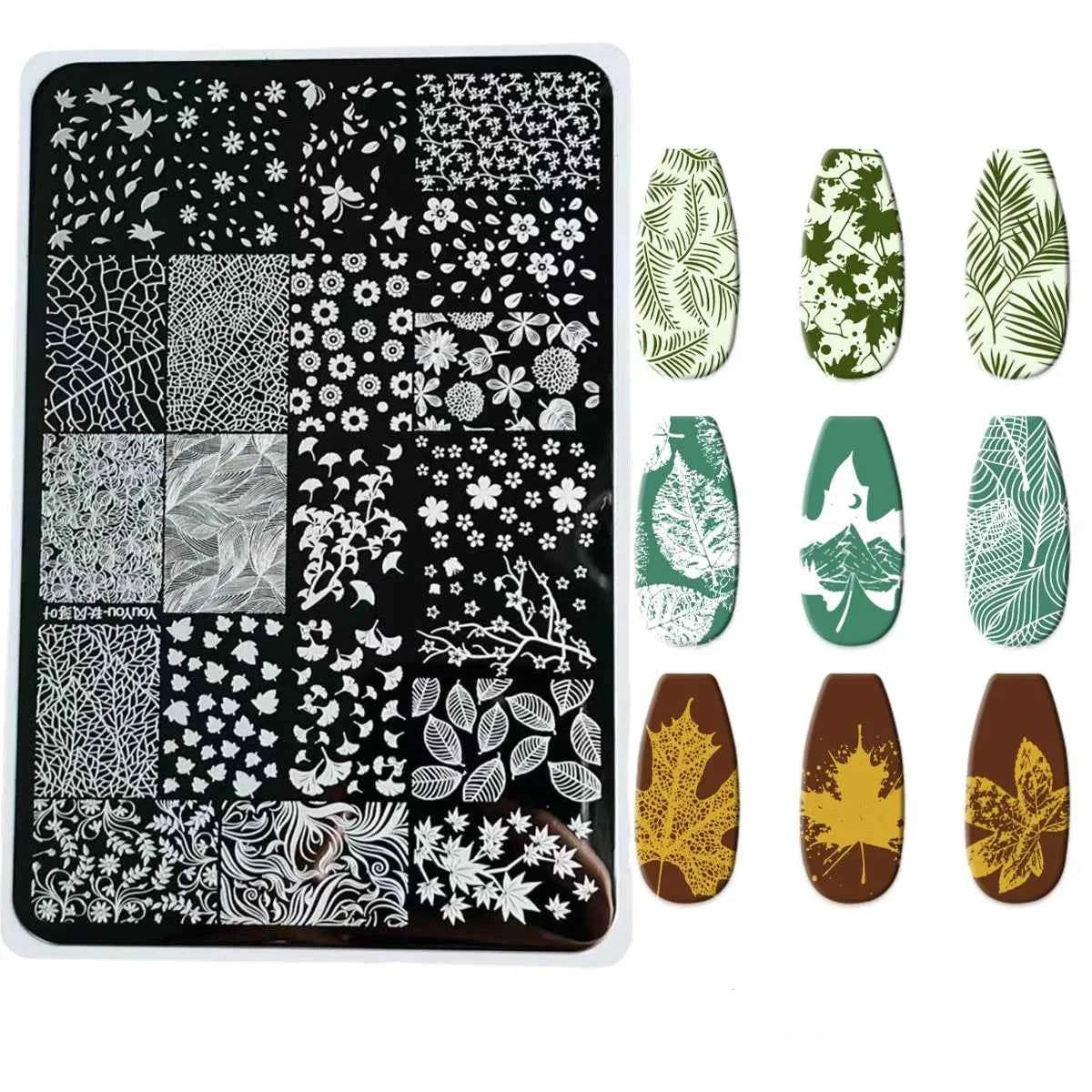 Maple Leaf Nail Stamping Plates - Stunning Autumn & Winter Leaf Designs for Unique Manicures