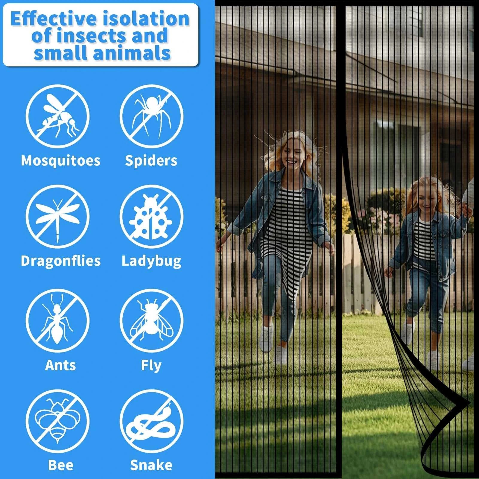 Magnetic Screen Door Hands Free Mesh Partition Heavy Duty Curtain Keeps Bugs Out Frame Hook & Loop Pet and Kid Friendly The jack market .AU The jack market .AU Home $ 53 14:173#90x210CM
