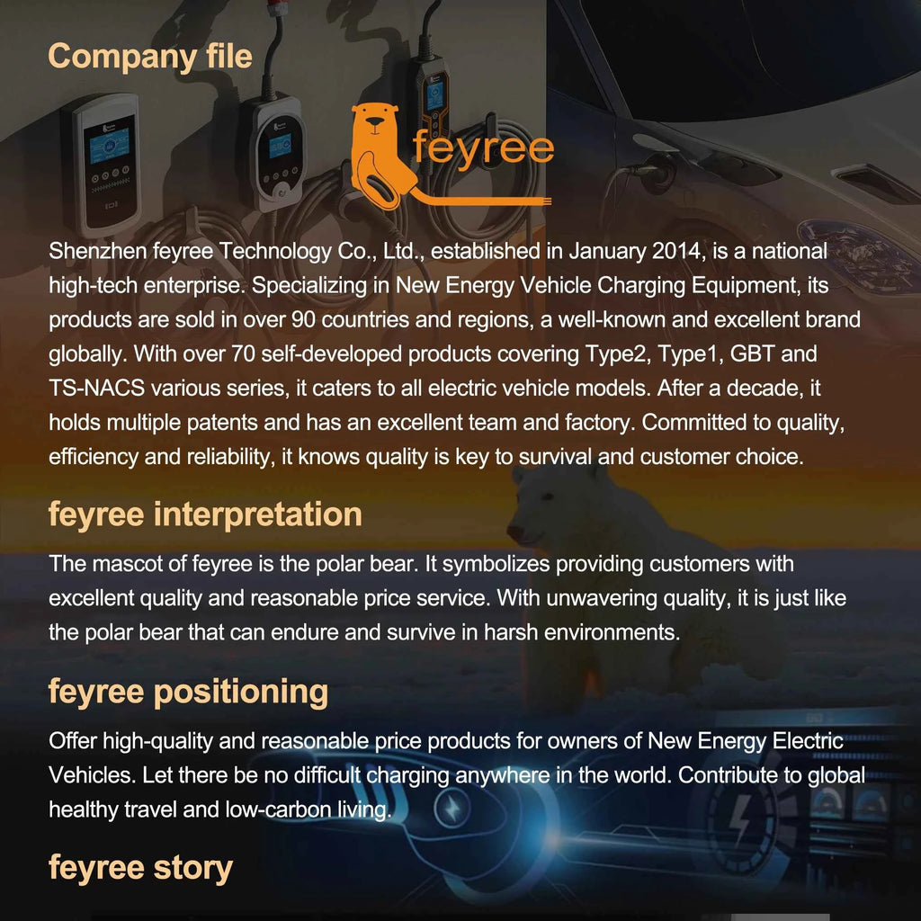 feyree 32A 7KW Type2 EV Portable Charger 11KW 16A 3 Phase 5M Cable EVSE Charging Box Car Charger CEE Plug for Electric Vehicle