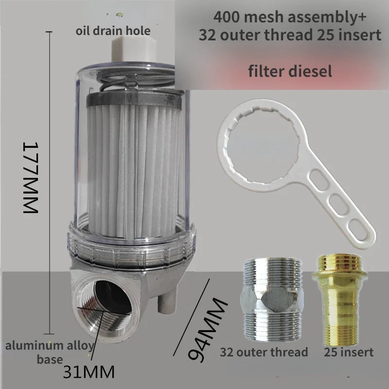 Vehicle fuel pump diesel dispenser transparent impurity filter assembly oil refueling machine filtration accessories