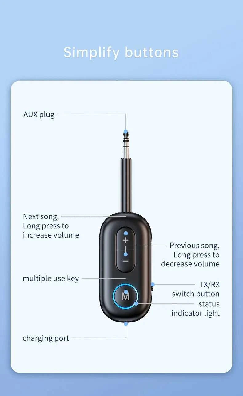 Bluetooth 6.0 Audio Transmitter Receiver 3.5MM AUX Hifi Stereo Music Wireless Adapter With Mic For Car Airplane TV PC Headphone The jack market .AU The jack market .AU Accessories Electronics $ 55 14:193#Bluetooth 6.0;200007763:201336100
