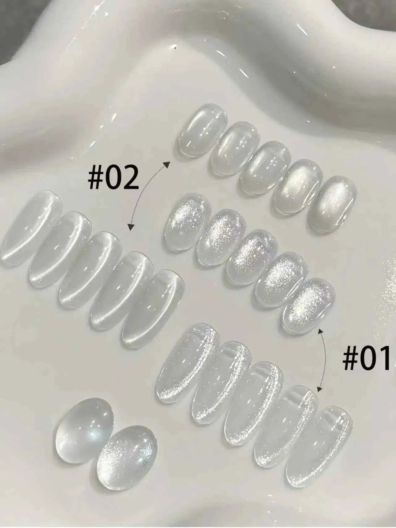 10ML 1-8pcs 2026 New Style Clear Universal White Glass Beads Cat Eye Magnet Gel Nail Polish Suitable For Toe Nails White Nails