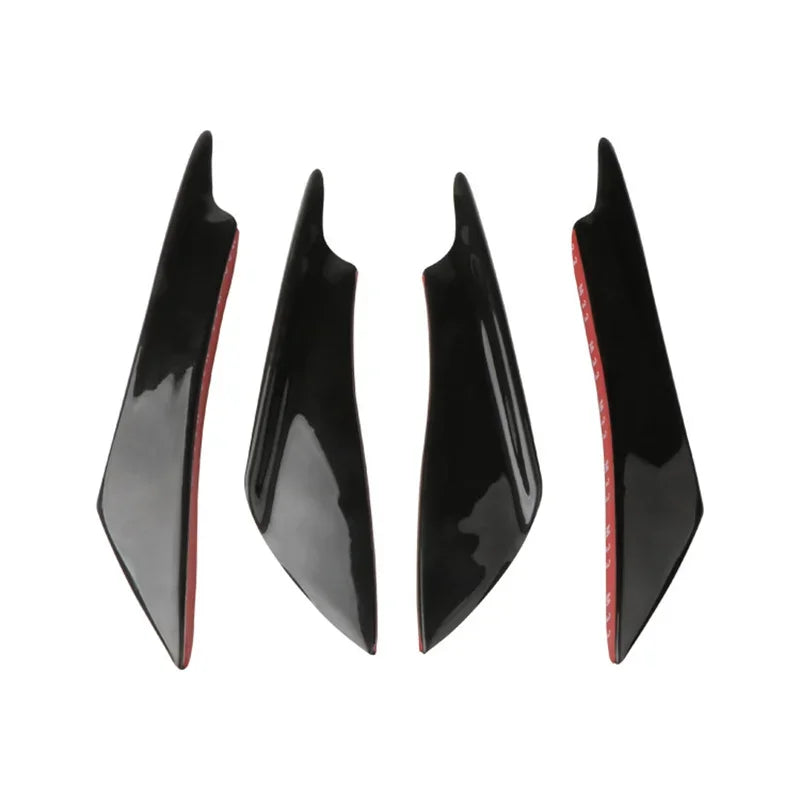 4pcs Universal Car Front Bumper Lip Fin Splitter Body Spoiler Canards Spoiler Car Tuning Canard Decor Black Carbon Fiber