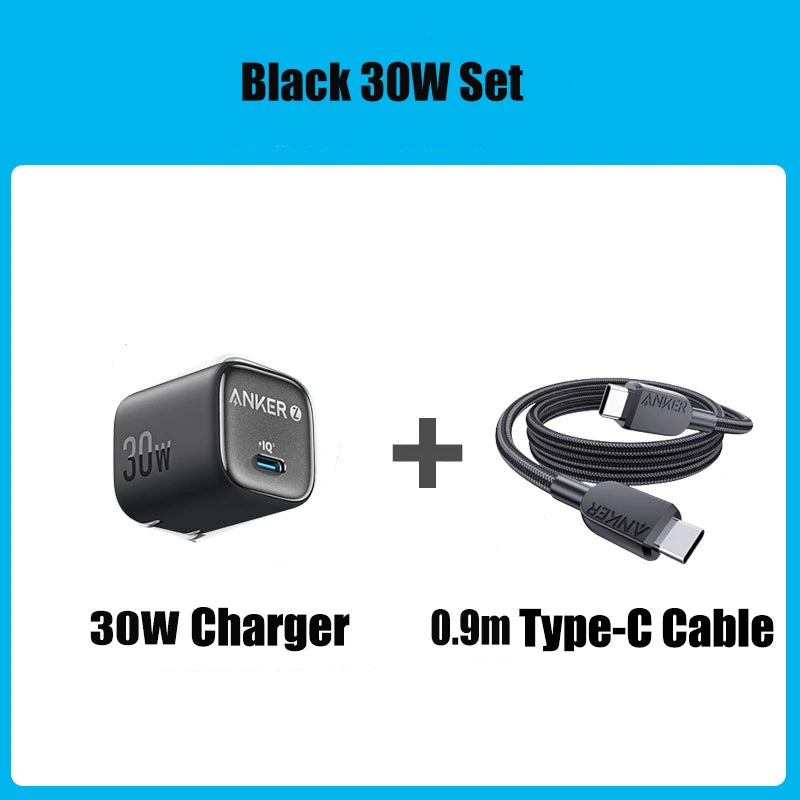 Anker Zolo GaN 30W USB-C Fast Charger – Foldable, PIQ 3.0 & PPS for iPhone 16 Pro Max, Galaxy, iPad