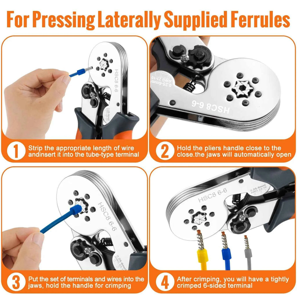 Wire Stripper Ferrule Crimping Tool HSC8 6-4/6-6 Electrical Crimper Plier For Wire End Crimp Tube Terminals Electrical Circuit