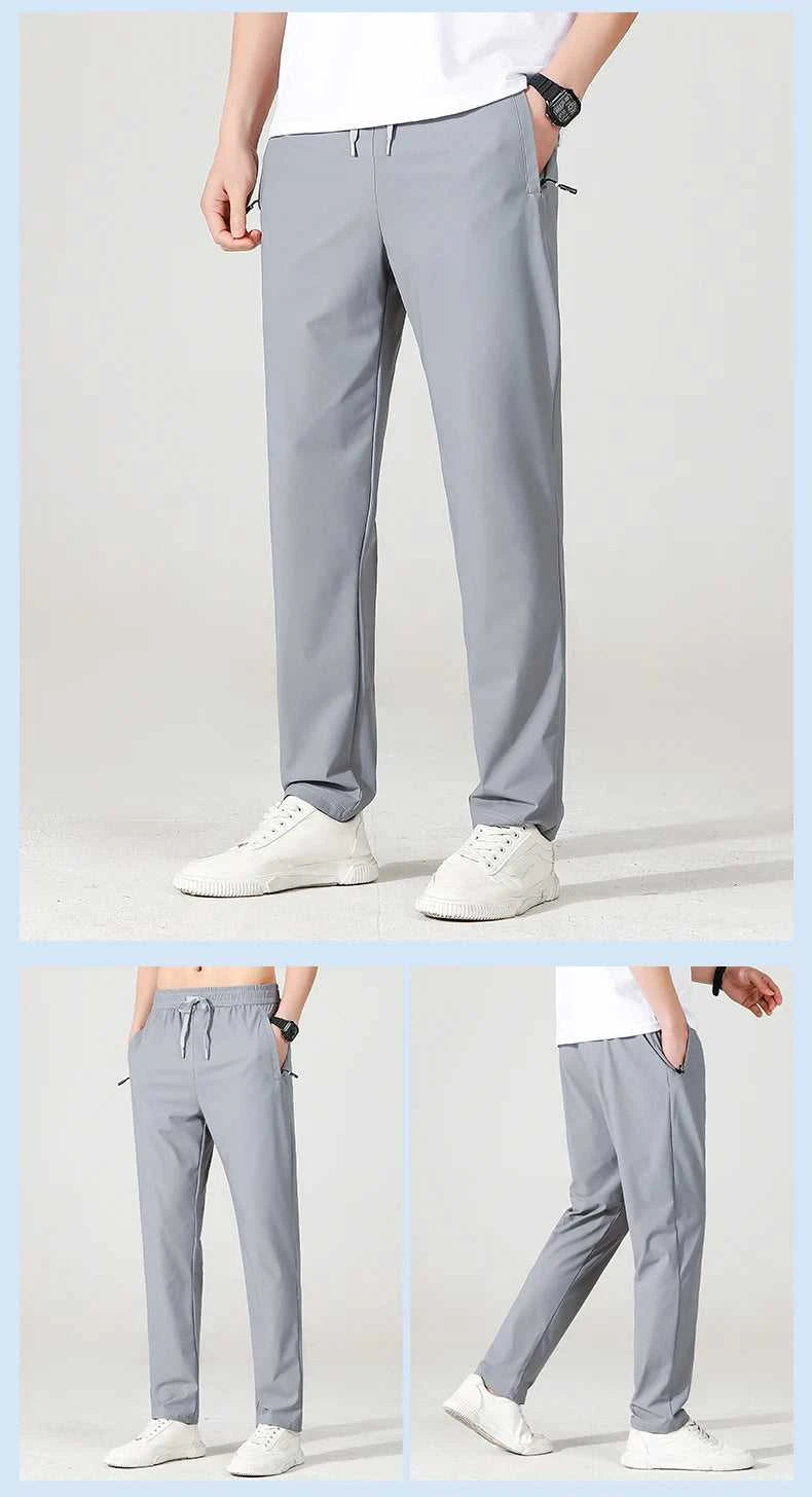 Ice Silk Men's trousers 2024 summer black-and-gray thin style business casual pants outdoor stretch breathable straight leg loos The jack market .AU The jack market .AU Men Fashion $ 51 14:175#qianhui;200007763:201336106;5:200661035