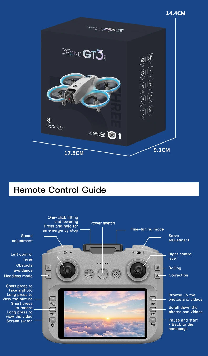 GT3 Max RC Drone 8K 5G 2.4G GPS Professional HD Aerial Photography Remote Control Aircraft HD Dual Cameras Quadcopter Toys Gifts