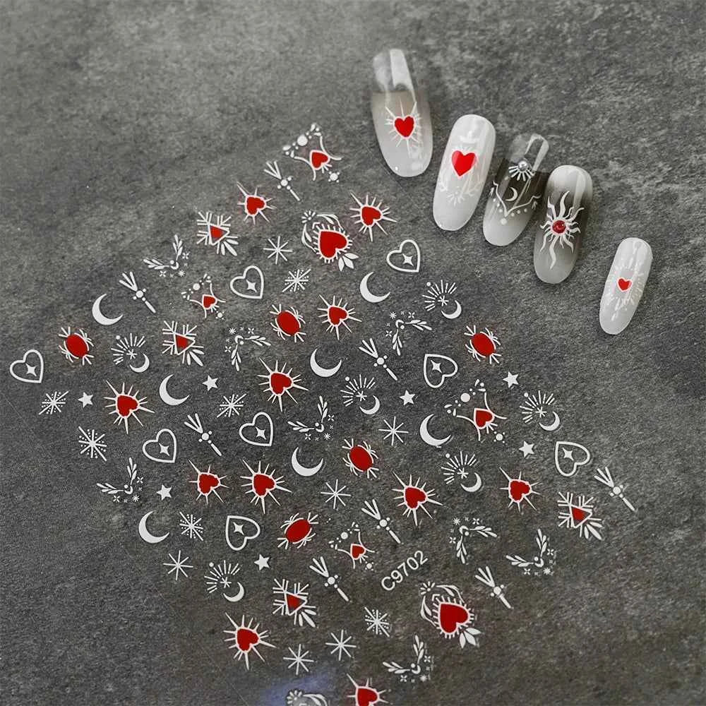 1pcs 3D White Hibiscus Flowers Nail Stickers Holographic Silver Gold Tropical Petal Slider For Nails French Manicure Decoration