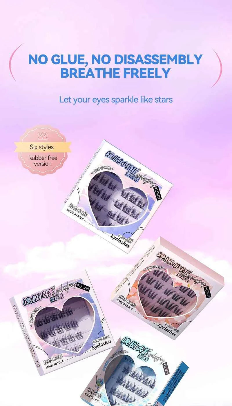 Animal Series No-Glue False Eyelashes - Natural Curl & Volume, Easy Application for Beginners
