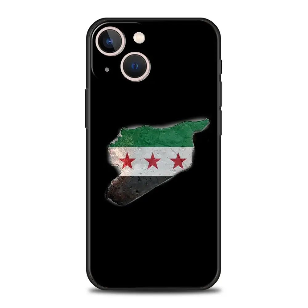 Phone Case For iPhone 16 15 14 13 12 11 Pro Max XS X XR SE 7 8 Plus Soft Silicone Black Cover Funda Luxury Syria flag