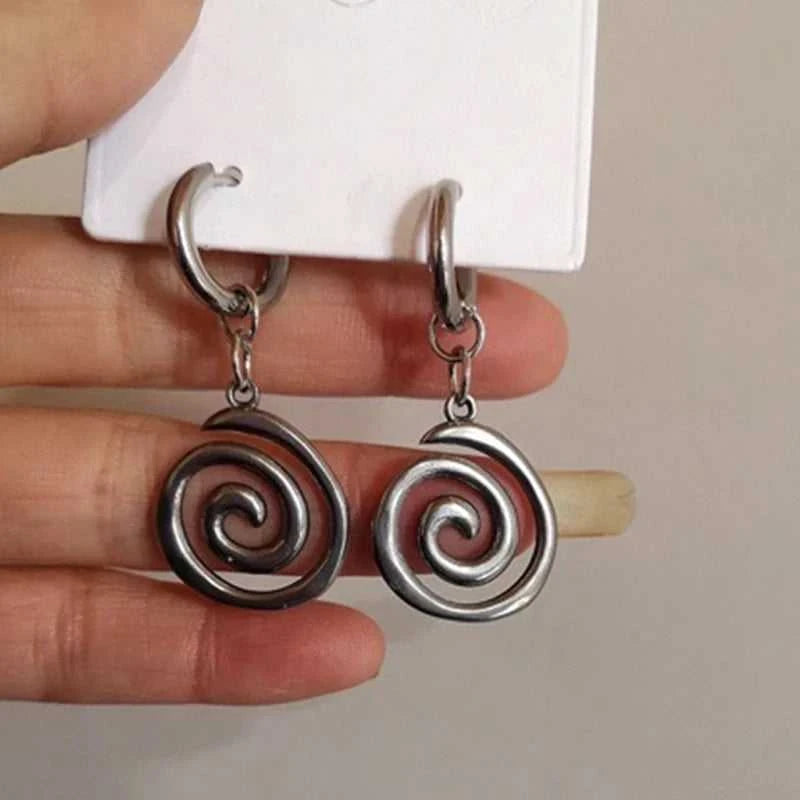 Grunge Jewelry Stainless Steel Swirl Earrings Cool Korean Charms Hoop Earrings for Women Goth Fashion Accessories Cute Punk The jack market .AU The jack market .AU Jewellery & Chains $ 47 200001034:361180#A