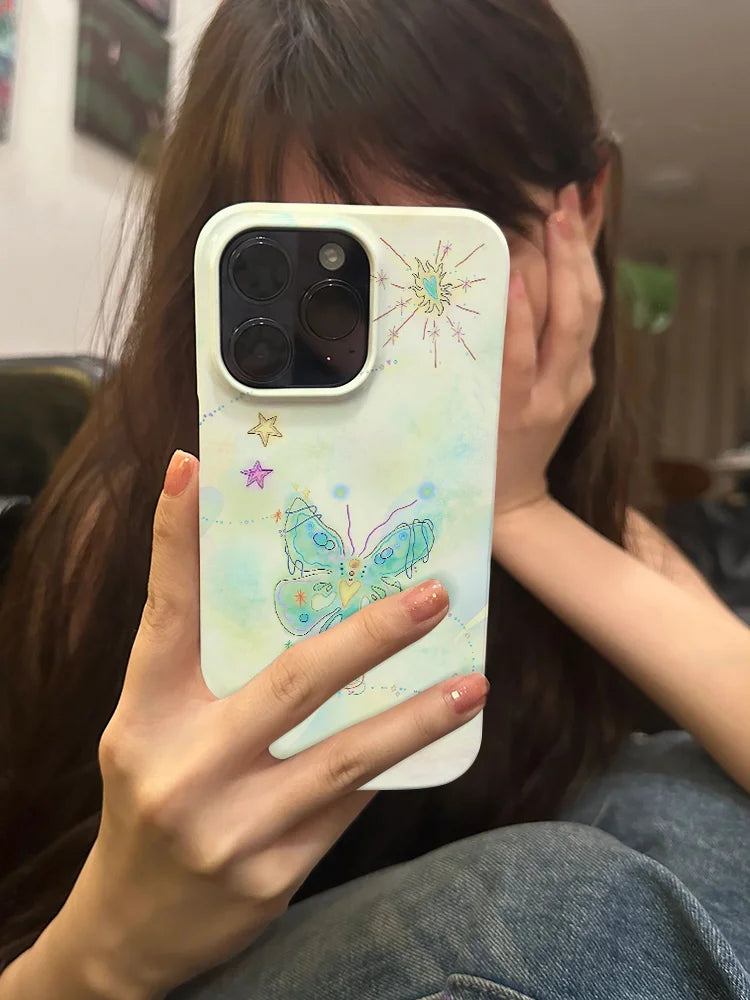 Butterfly Dreams Shockproof iPhone Case - Cute Cartoon Design for iPhone 16, 15, 14, 13 Pro Max, 12, 11, 8, 7, X, XS, XR