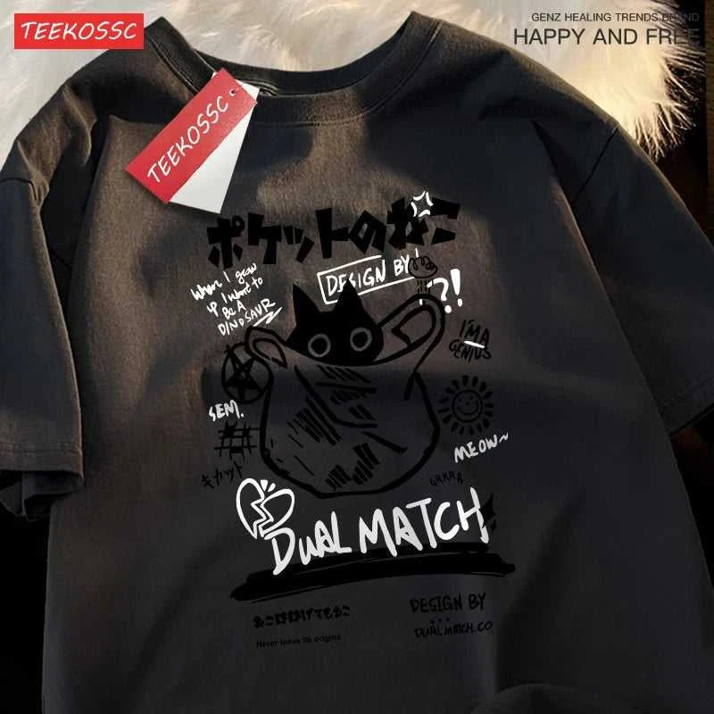 Japanese Fun And Cute Harajuku Cat Clothes Men Women Cotton Tops Creativity Casual T Shirts Cartoons Loose Couple Short Sleeve The jack market .AU The jack market .AU Men Fashion $ 27 14:350850#Pink;5:100014064