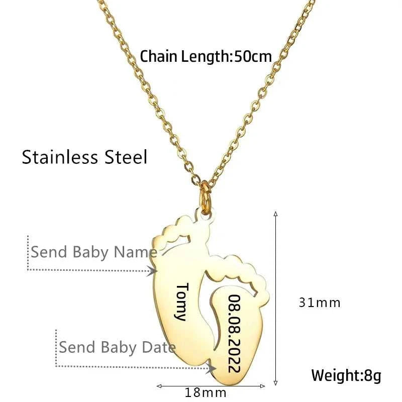 Personalized Engraved Name Necklace For Baby Custom Stainless Steel Foot Pendant Necklace New Born Gift The jack market .AU The jack market .AU Jewellery & Chains $ 51 200000783:200013902#Engrave;200001034:361181